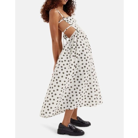 NWT For Love and Lemons Brenda Floral Midi Dress Daisy Strappy Open Back Sz L - Picture 2 of 15